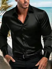 Men’s Royal Blue Dress Shirt – Long Sleeve, Elegant, Machine Washable