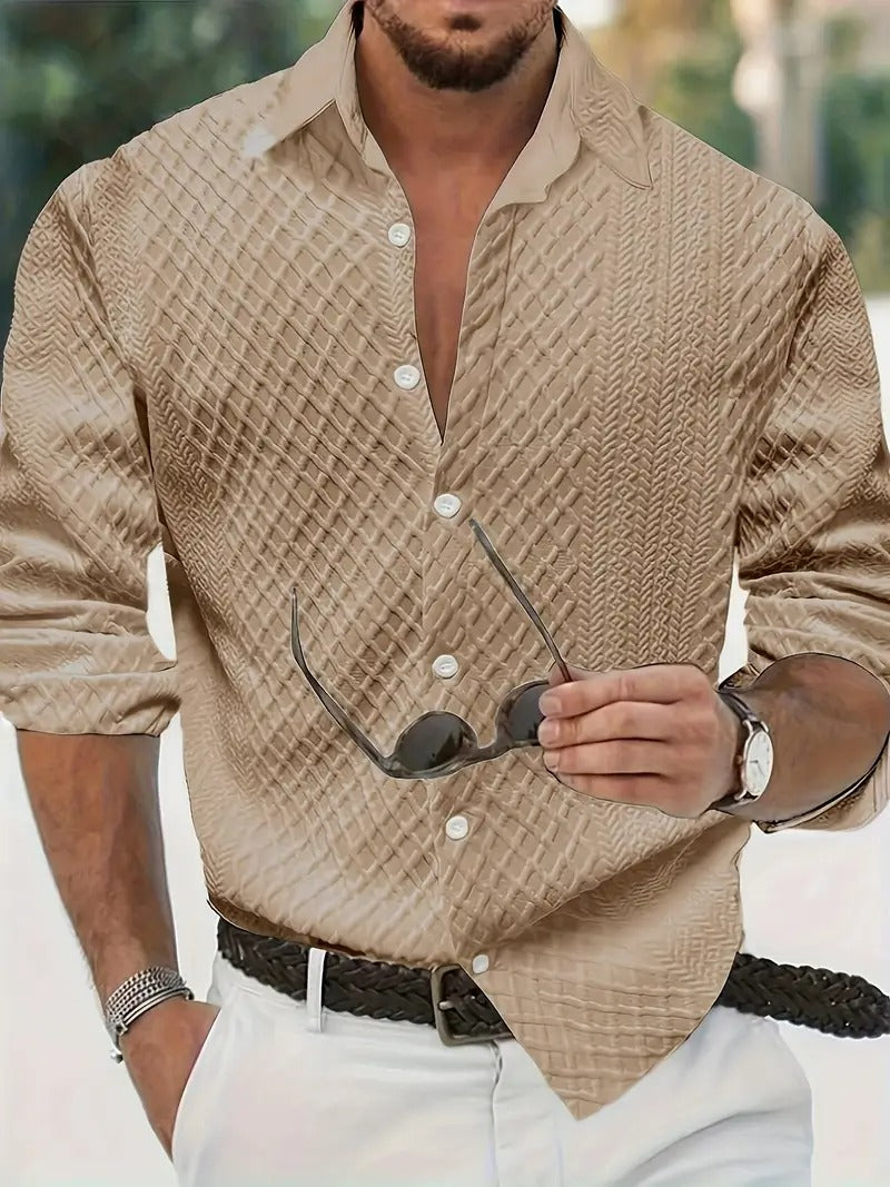 Men’s Classic White Shirt – European Style, Long Sleeve, Regular Fit